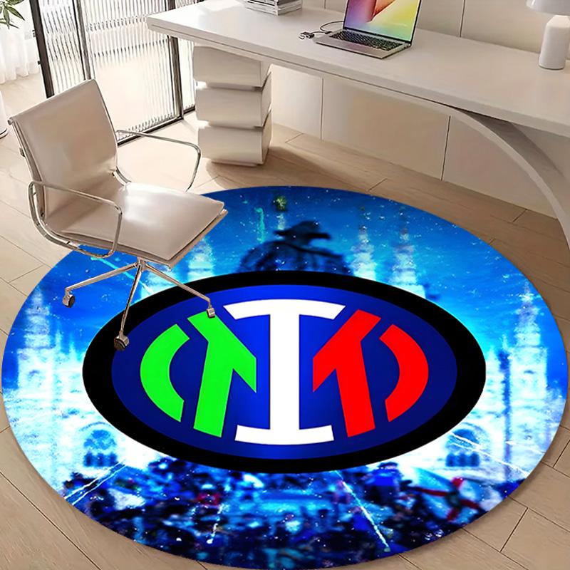 1pc I-Internazionale Milano Print Round Carpet Chair Round Carpet Suitable for Bedroom Living Room Home Decorative Carpet