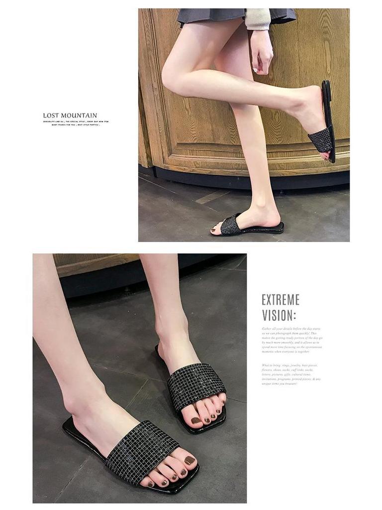 Женские летние 2019 года сандалии-гладиаторы со стразами - Модные шлепанцы в корейском стиле с одной перемычкой