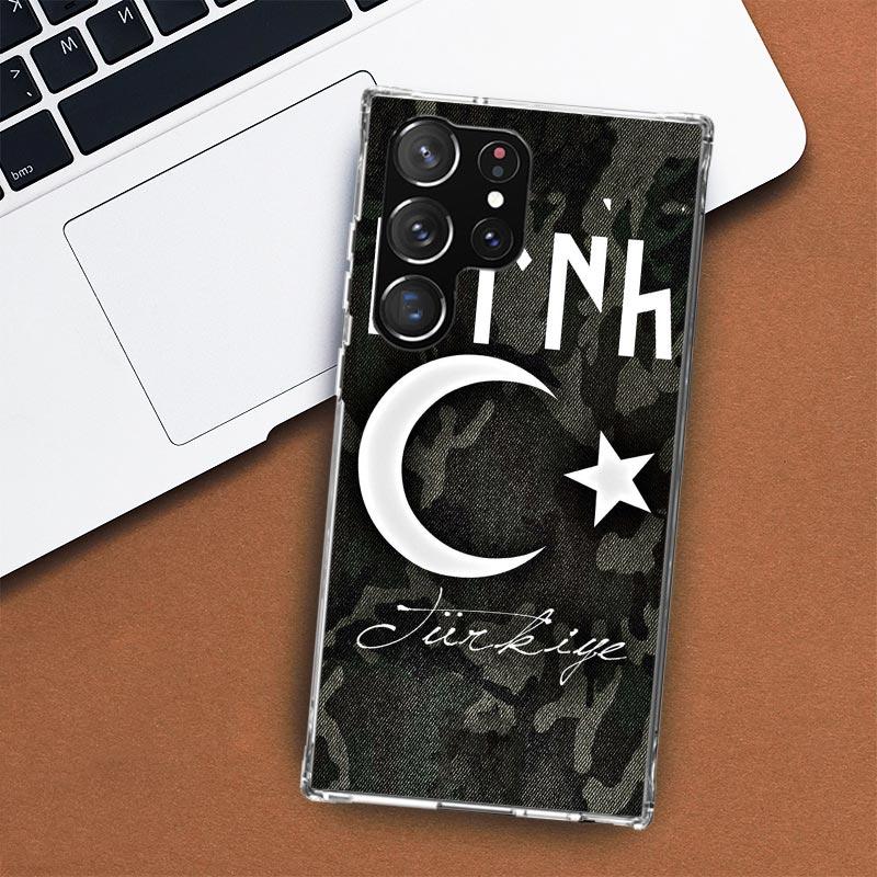 Чехол для телефона с турецким флагом для Samsung Galaxy S24 S23 S22 Ultra S21 S20 Fe S10 Plus S10E S9 S8 + Shell Coque