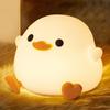 Ночник Утка Милый Утиный Свет Светодиодный Теплый Свет Настройка Таймера Перезаряжаемый через USB Силиконовый Непрямое Освещение Пунипуни Прикроватная Лампа Ночник Подарок для Ребенка