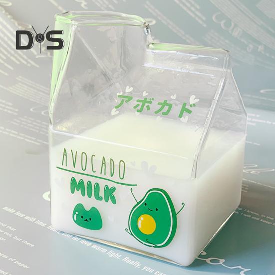 400 мл уникальный дизайн, чашка для молока, квадратная форма, фруктовый принт, коробка для молока, чашка для воды для завтрака