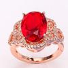 BELLA BOX Классические кольца для женщин с овальной формой, рубиновые драгоценные камни, цвет розового золота, очаровательные женские ювелирные изделия, подарок