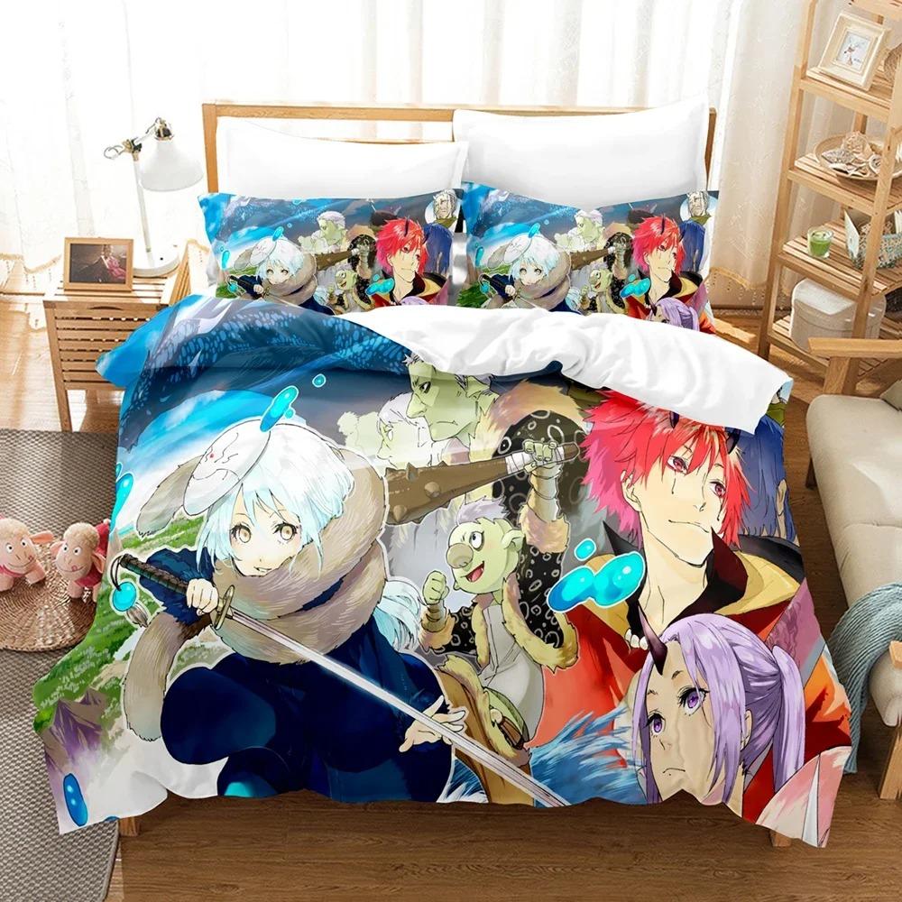 Комплект постельного белья с аниме «Когда я переродился в слизь» Rimuru Kids Gift Duvet Cover Pillowcases Queen King Single Size