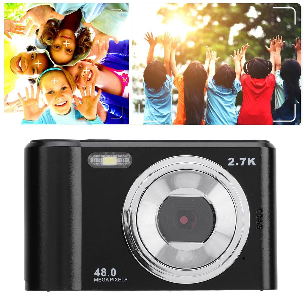 48MP 2.7K HD Autofocus Vlogging Camera with 2.4-inch Screen and 8X Digital Zoom, Compact Travel Video Camera for Kids, Teens, and Beginners (Black)