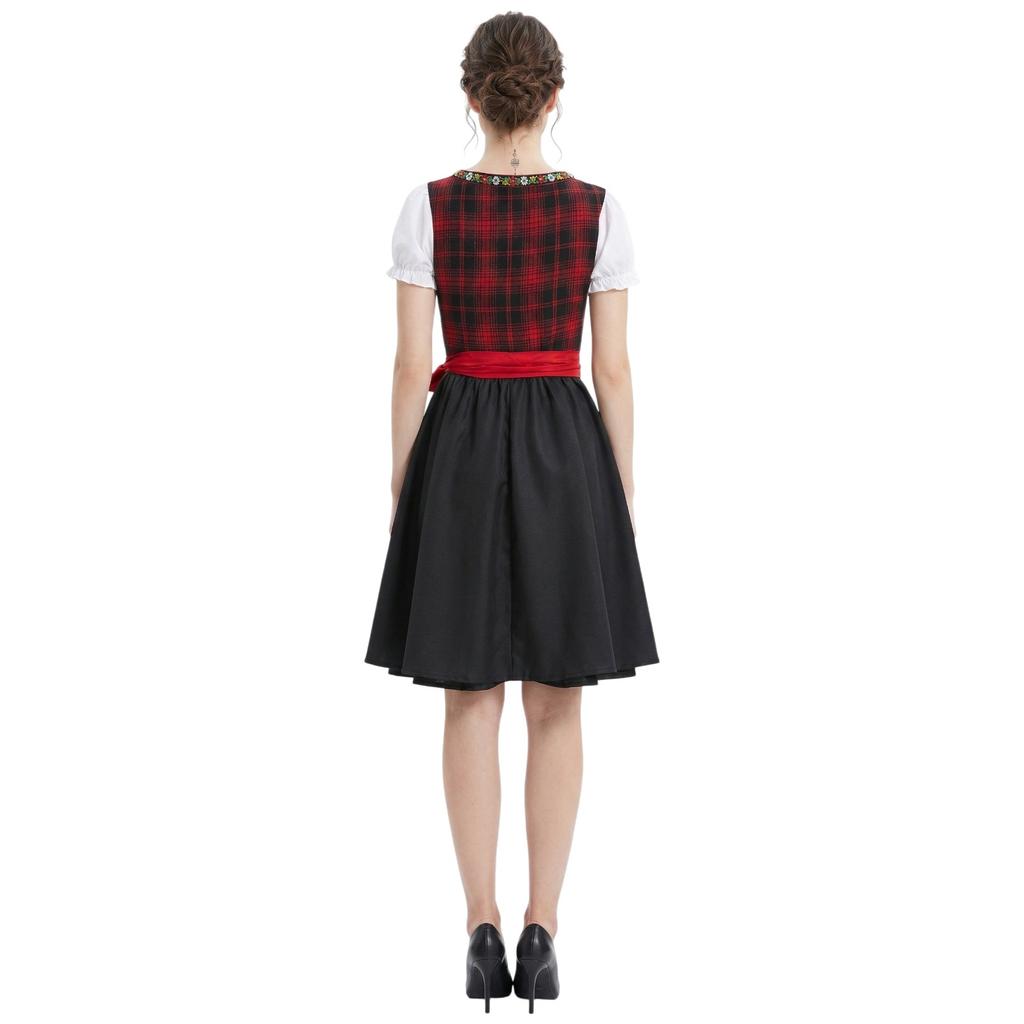 Traditional Oktoberfest Dress Womens Dirndl Costume Lace Up Bodice Apron Skirt Festival Outfit