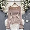 Casual Pure Desire Knitted Jumper Women Hollow Out Vintage Design Irregular Sweater Female Elegant Long Sleeve Fashion Bottoming Shirt