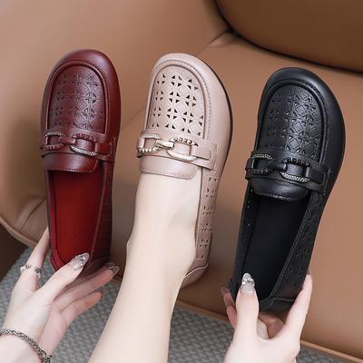 Женские летние повседневные легкие туфли без шнуровки на плоской подошве, прогулочная обувь из искусственной кожи, лоферы с круглым носком, дышащая обувь на плоской подошве, удобные модельные туфли для женщин