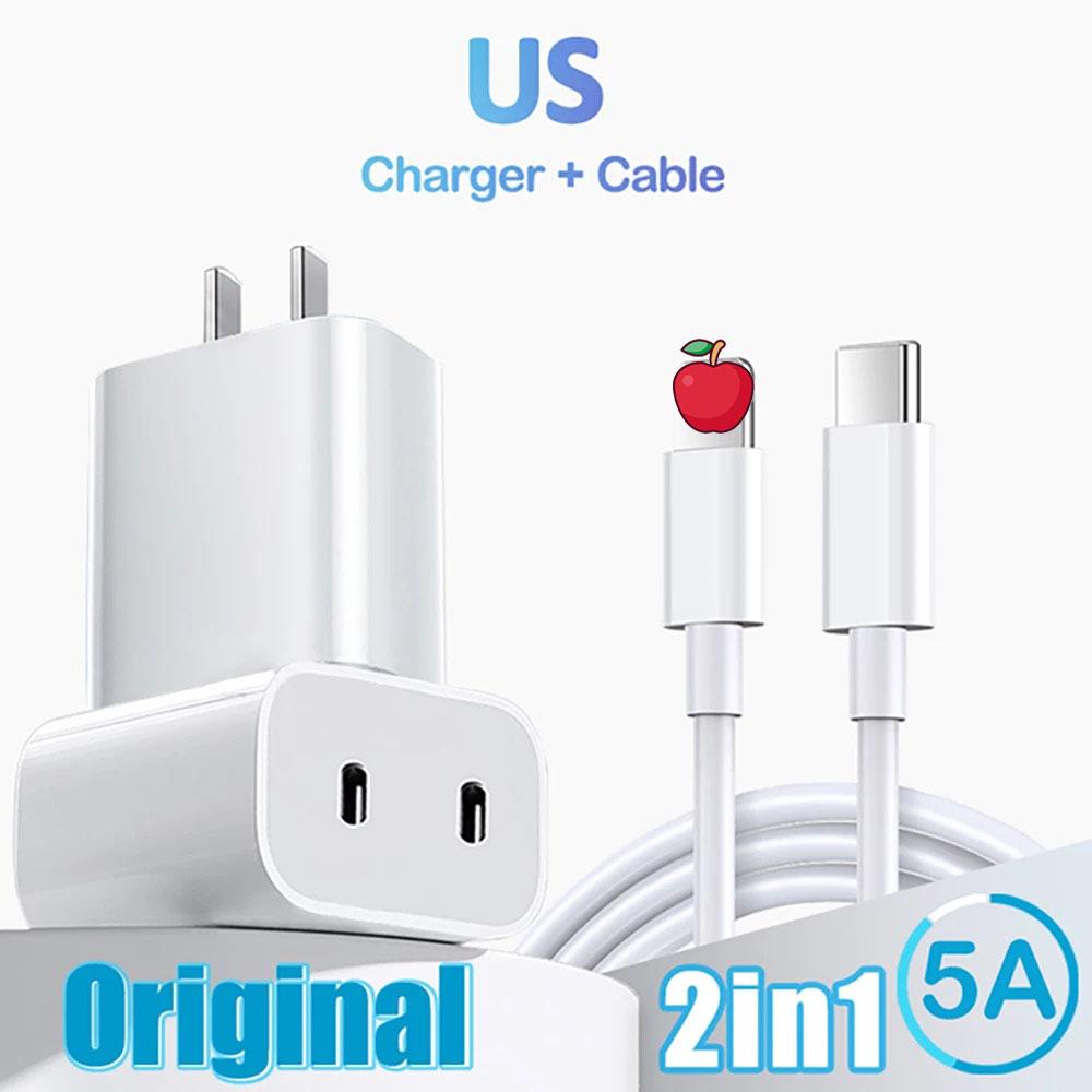 40 Вт Двойное зарядное устройство PD USB C Быстрая зарядка 3.0 Тип C Вилка ЕС/США Адаптер для зарядного устройства телефона для Apple iPhone 15 14 Pro Max Samsung Xiaomi