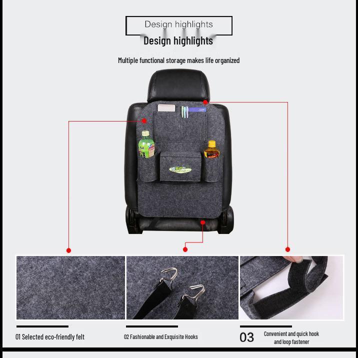 Фетровый органайзер на спинку сиденья автомобиля - Многофункциональная подвесная сумка для хранения