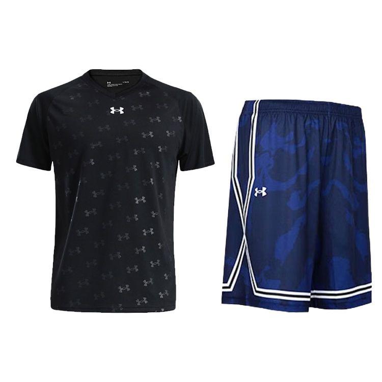 Under Armour Quick-Dry Knitted Short Sleeve T-Shirt Camouflage Shorts Casual Sports Set Men Sets 21500531-001+24500210-409