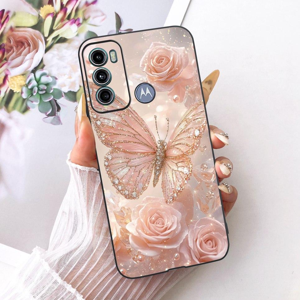 For Motorola Moto G40 Fusion / Moto G60 Phone Case Bow Pattern Colorful Butterfly Flower Back Cover Soft Matte Silicone Casing