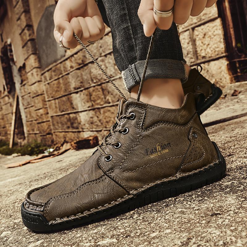 39-46 Мужская повседневная обувь среднего размера, уличная кожаная обувь, туфли большого размера на плоской подошве ручной работы