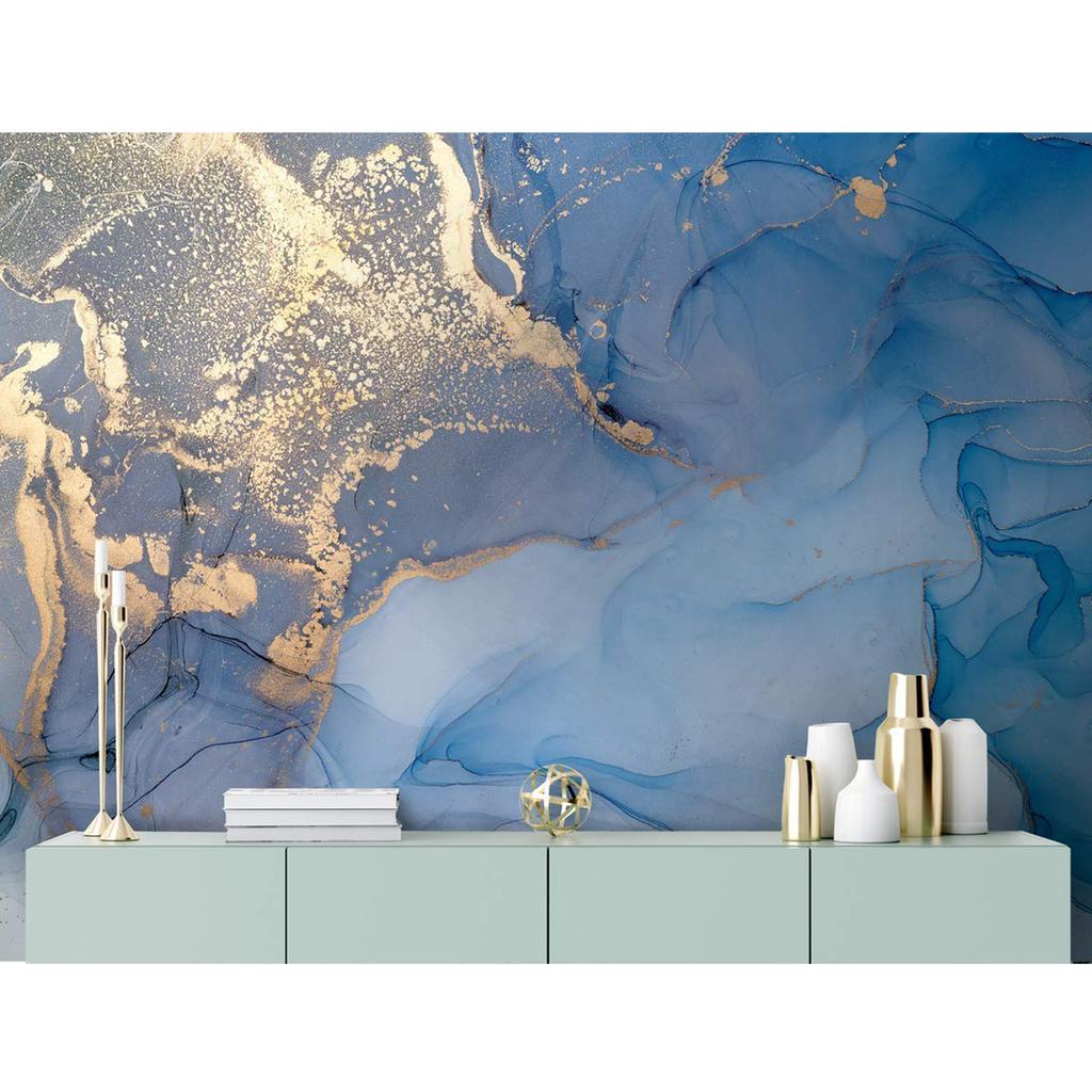 Мраморная настенная роспись Абстрактные обои Синяя мраморная роспись Гостиная Детская комната Офисный фон Мраморная настенная бумага