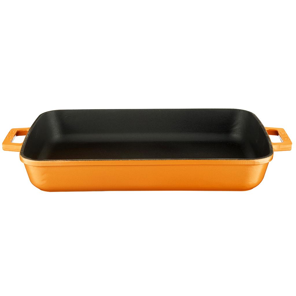 Lava Cast Iron Rectangle Spring Series Roaster. Dual Handle,  26X40cm.