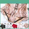 Women Waist Cross High Laceup Briefs Lightweight Lace Trim Hip Lifting Mesh Yarn Panties Daily Wear