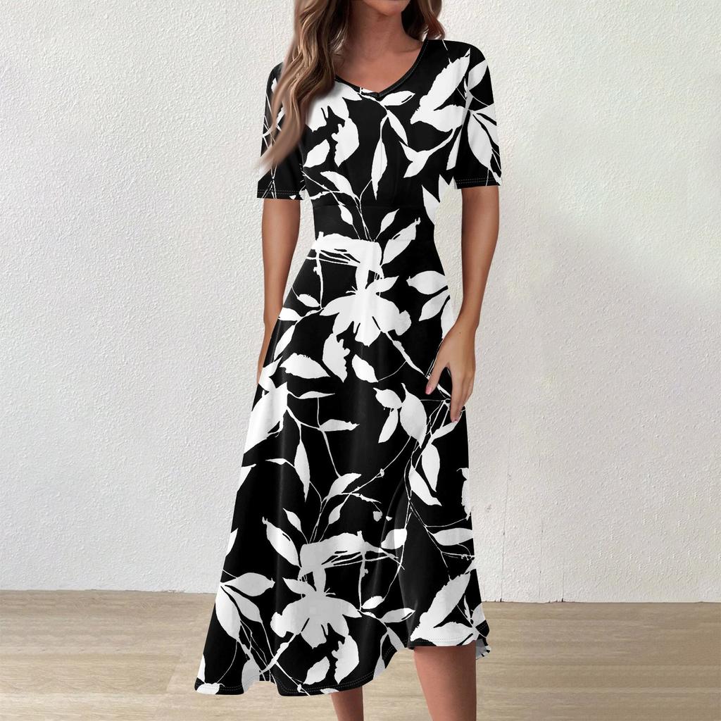 Женское повседневное модное платье-миди без рукавов с цветочным принтом и нерегулярным подолом с круглым вырезом