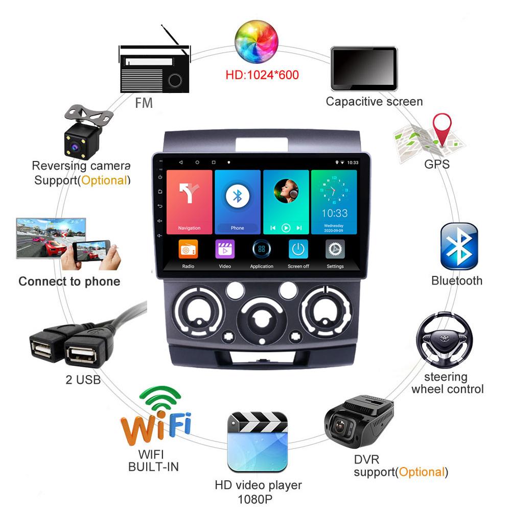 icreative Car Radio 2Din Android For Ford Everest Ranger 2007-2011 Mazda BT50 2007-2011 Multimedia Player GPS Navigation Carplay