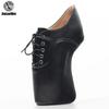 Extreme High Heel 18cm Hoof Heel Ballet Short Boots Sexy Curved Heels Patent Leather Lace-Up Ankle Boots