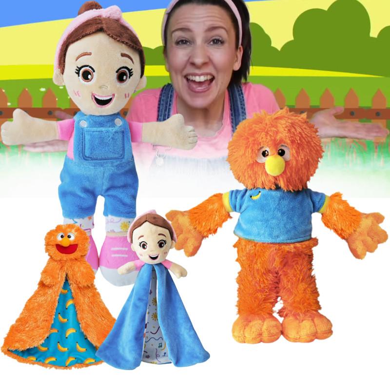 Очаровательная плюшевая кукла Мисс Рэйчел, мягкая игрушка для девочек, милый, умный, приятный компаньон 30 см в синем комбинезоне