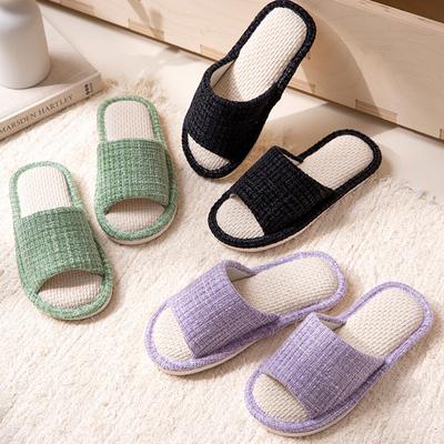 Модные домашние льняные тапочки для мужчин на весну и осень, удобные спальные тапочки с открытым носком и дышащие тапочки для мужчин и женщин, летняя обувь