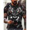 Summer Round Neck 3D Tiger Print Top Fashionable Casual Short Sleeved Men's T-shirts