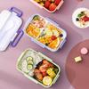 Ланч-бокс 1,1 л, герметичное отделение, большая емкость, герметичное хранение продуктов в микроволновой печи с ложкой, детская школа