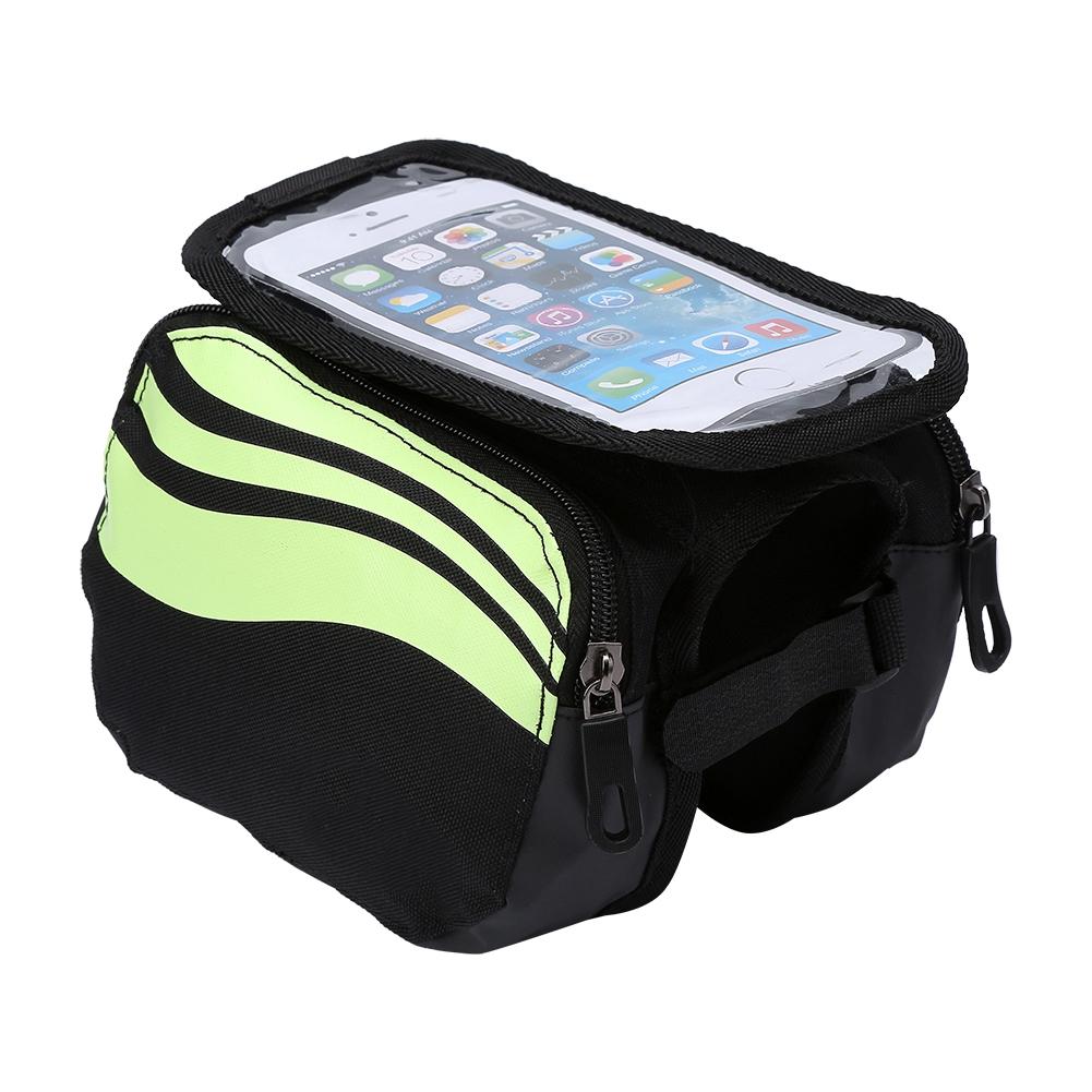 Водонепроницаемая сумка для велосипедной рамы, передняя часть, верхняя труба, телефон, сенсорный экран, лаймово-зеленый
