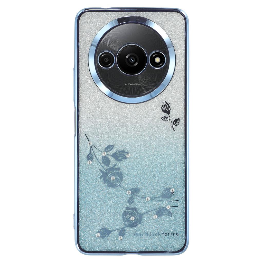 KADEM For Xiaomi Redmi A3/Poco C61 4G Glitter Flower Case Rhinestone Decor Flexible TPU Phone Cover