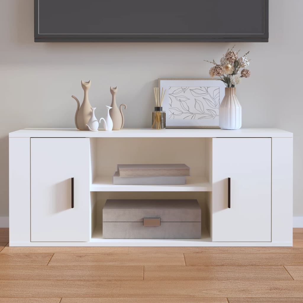 Vidaxl Szafka Pod Tv, Biała, 100X35X40 Cm, Materiał Drewnopochodny