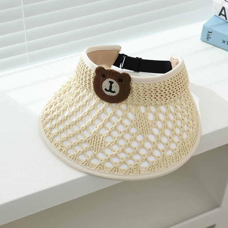 Children's Sun Protection Hat Summer Empty Top Sun Hat Boys and Girls UV Sun Hat Cartoon Straw Woven Hat Cool Hat