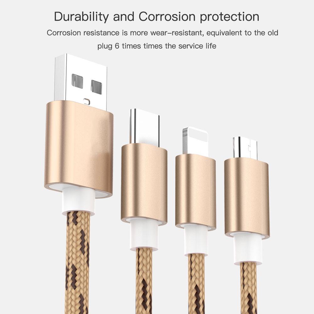 Зарядный кабель USB 3 в 1 для iPhone Кабель Micro USB типа C для быстрой зарядки Кабель зарядного устройства