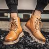 Мужские кожаные ботинки Ботинки Мартины Уличная мода Короткие сапоги с боковой молнией и круглым носком Сапоги для инструментов