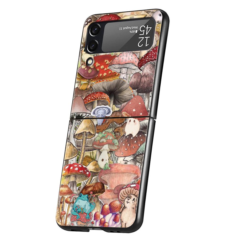 Яркий грибной жесткий чехол из поликарбоната для Samsung Galaxy Z Flip 6 5 4 Черный чехол для Galaxy Z Flip 3 Складной ударопрочный Capas