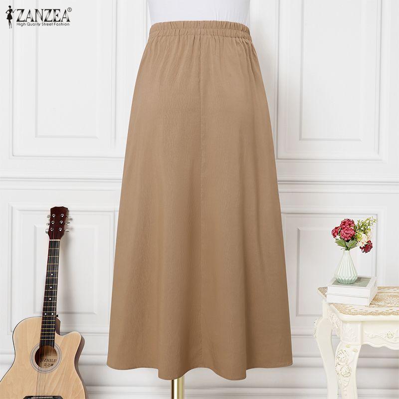 ZANZEA Женские повседневные свободные летние длинные юбки с эластичной резинкой на талии