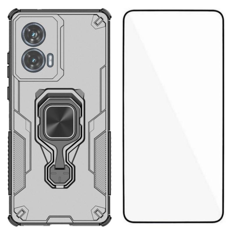 Чехол для телефона Motorola Edge 50 Fusion 5G WANLONFENG PC TPU Задняя крышка Подставка с закаленным стеклом