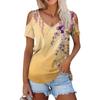Женская летняя модная повседневная футболка с цветочным принтом, открытыми плечами, V-образным вырезом и короткими рукавами