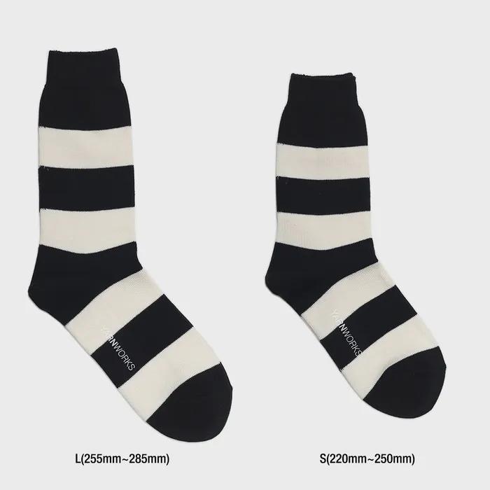 [Базовый цвет, 5 пар] work#rugby / Модные носки в широкую полоску для регби