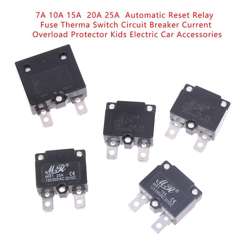 7A 10A 15A Автоматический сброс реле предохранитель тепловой выключатель автоматический выключатель защита от перегрузки по току детские аксессуары для электромобилей