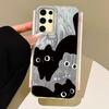 Artistic Embracing Black Cat Phone Case for Samsung Galaxy A55 A56 A16 A26 A36 A54 A14 A24 A34 S25 S24 Shell Silicone Back Cover