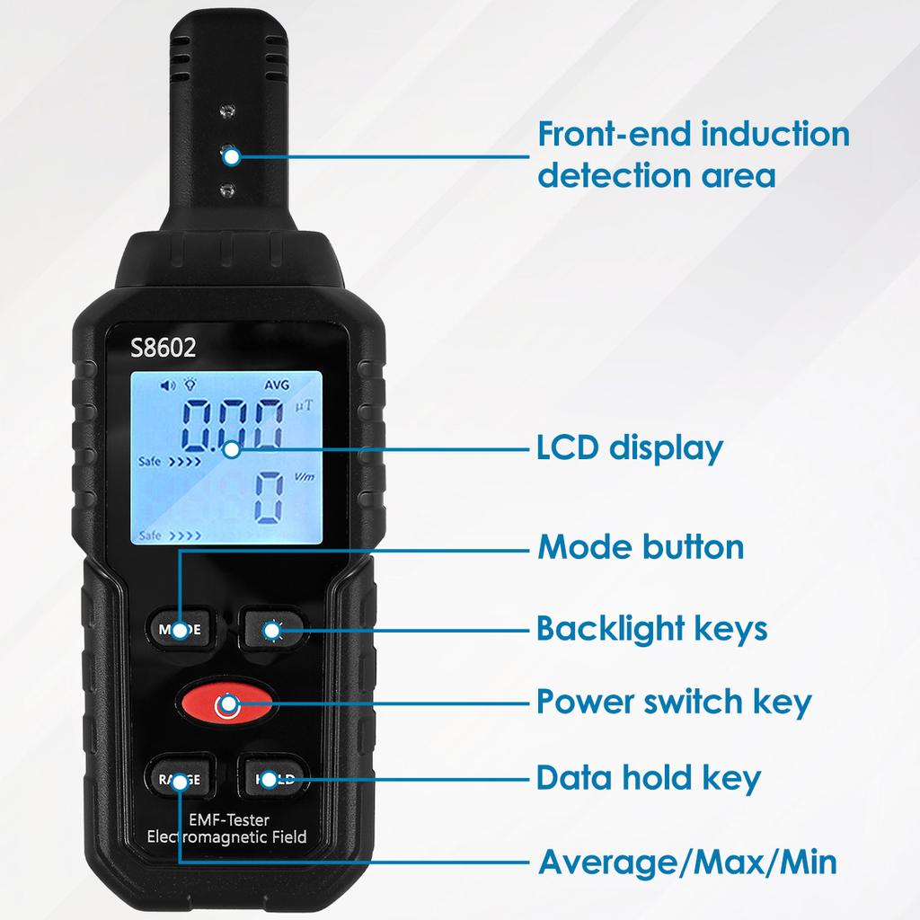Детектор электромагнитного излучения Профессиональный 3 в 1 Ручной измеритель ЭМП Портативный измеритель ЭМП со звуковой и световой сигнализацией для дома