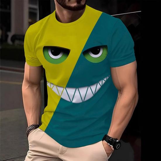 Мужская забавная повседневная футболка с мультяшными принтами животных, футболка с круглым вырезом и коротким рукавом, пуловер для повседневной носки, для улицы, вечеринки, пляжа