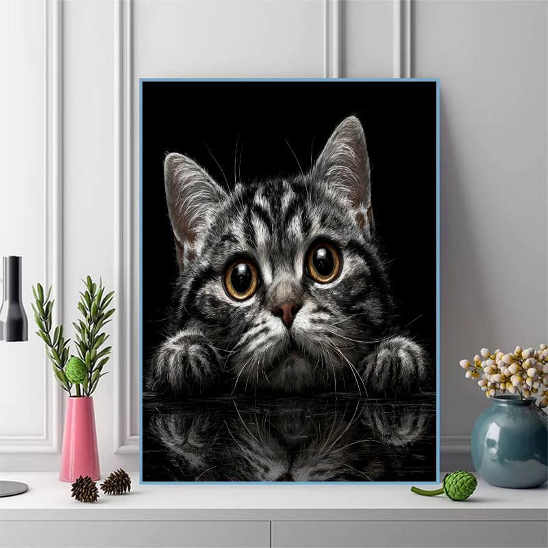 Black American Shorthair cat Pattern 3pcs 100% Round Full Drill 5D DIY Diamond Painting Embroidery Cross Stitch Rhinestone Décor