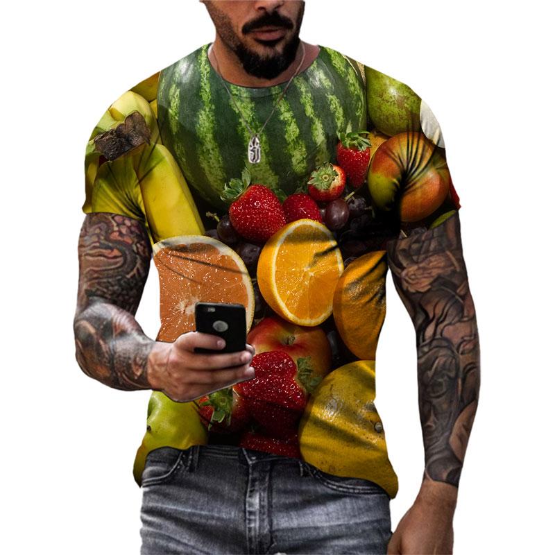 Летние забавные футболки с рисунком овощей и фруктов, мужские модные оригинальные футболки с короткими рукавами с 3D принтом, топы
