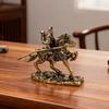 Латунная Общая Фигурка Ретро Гуань Юй на Боевом Коне Статуэтка Потертая