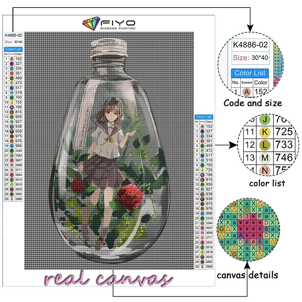 Алмазная картина «Девушка в бутылке песочных часов» Вышивка крестом и стразами Домашний декор