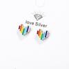 925 Sterling Silver Cute Rainbow Heart Stud Earrings For Teen Girl Friend Kid Lady Jewelry Gifts