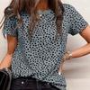 Women Summer T Shirt Print Fashion Leopard Print Short Sleeve Tees Casual Printed Tops