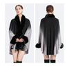 6 Gradient Colors Women Long Faux Rabbit Fur Collar Poncho Cape Knitted Cardigan Outstreet Wear Loose Cloak Batwing Sleeves Coat