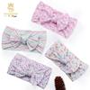 Весенняя жаккардовая двухрядная нейлоновая повязка на голову с принтованным бантом для младенцев