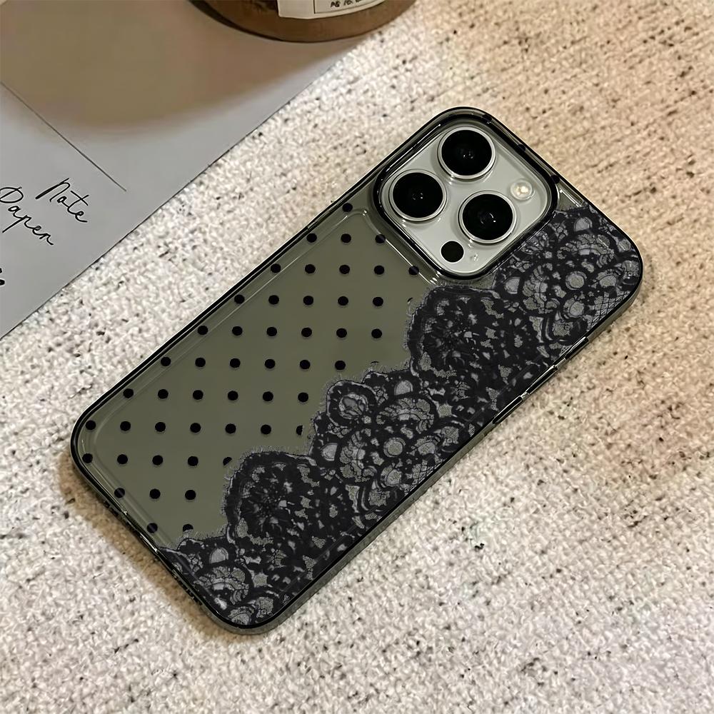 Polka Dot Lace Phone Case For Iphone 17 Pro Max 17 16 Pro 15 14 13 12 11 14 Plus Air Shockproof Silicone Soft Cover